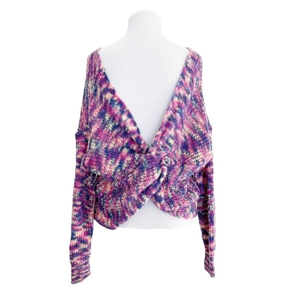 MISSGUIDED NWT Twist Back Oversize Jumper Multicolor Size US 4 Pink Purple Blue - Picture 2 of 9